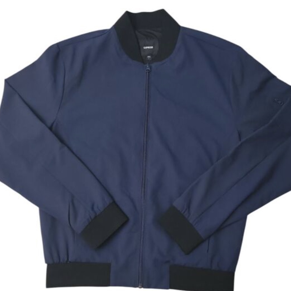 Men's Navy Bomber Jacket - Unbranded